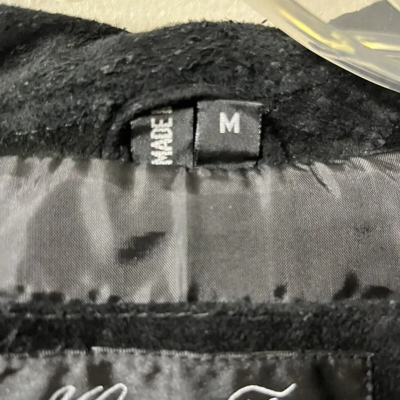 Vtg 90s Women Black Suede Patchwork Blazer M Leather Sports Coat Henig Furs - Picture 4 of 10